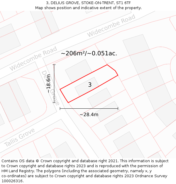 3, DELIUS GROVE, STOKE-ON-TRENT, ST1 6TF: Plot and title map