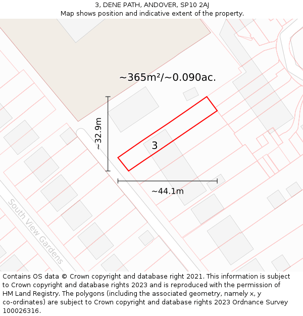 3, DENE PATH, ANDOVER, SP10 2AJ: Plot and title map