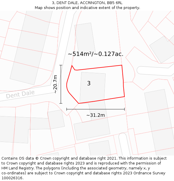 3, DENT DALE, ACCRINGTON, BB5 6RL: Plot and title map