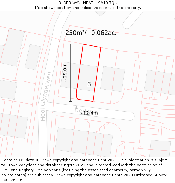 3, DERLWYN, NEATH, SA10 7QU: Plot and title map