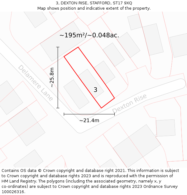 3, DEXTON RISE, STAFFORD, ST17 9XQ: Plot and title map