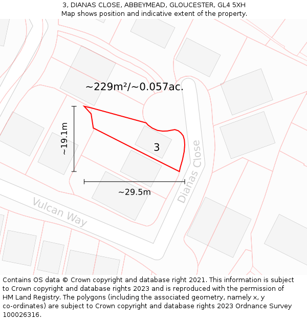 3, DIANAS CLOSE, ABBEYMEAD, GLOUCESTER, GL4 5XH: Plot and title map