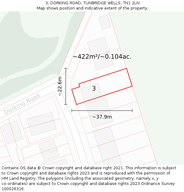 3, DORKING ROAD, TUNBRIDGE WELLS, TN1 2LN: Plot and title map