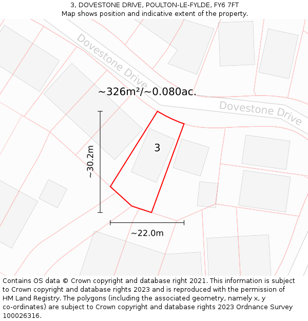 3, DOVESTONE DRIVE, POULTON-LE-FYLDE, FY6 7FT: Plot and title map