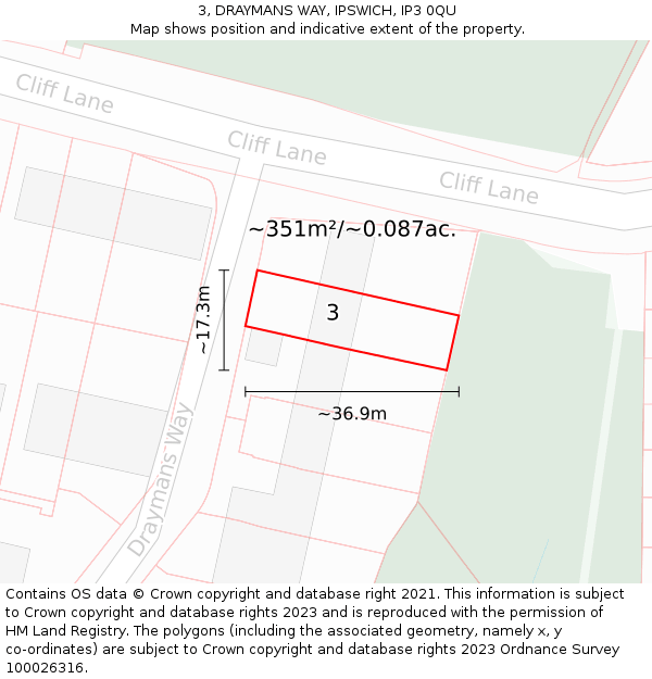 3, DRAYMANS WAY, IPSWICH, IP3 0QU: Plot and title map