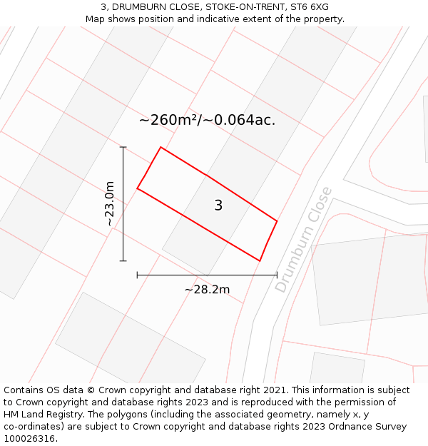 3, DRUMBURN CLOSE, STOKE-ON-TRENT, ST6 6XG: Plot and title map