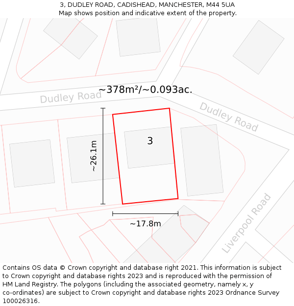 3, DUDLEY ROAD, CADISHEAD, MANCHESTER, M44 5UA: Plot and title map