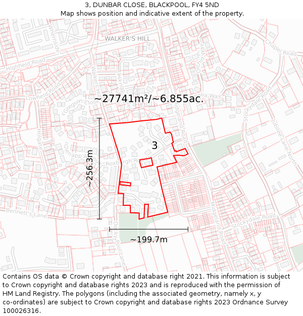 3, DUNBAR CLOSE, BLACKPOOL, FY4 5ND: Plot and title map