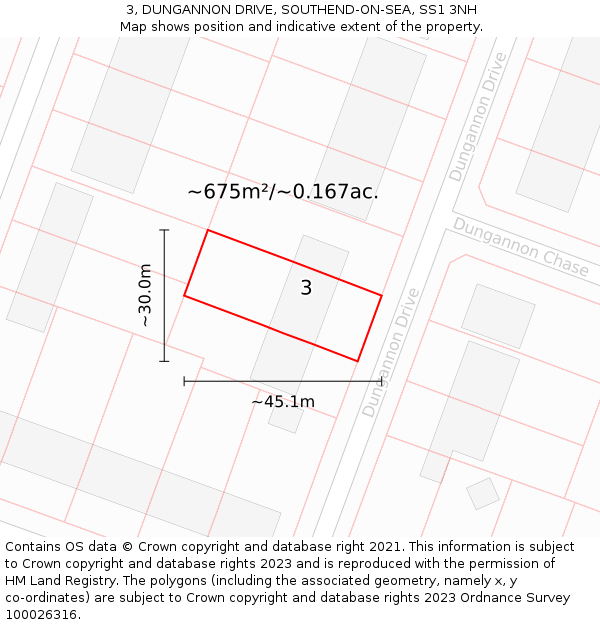 3, DUNGANNON DRIVE, SOUTHEND-ON-SEA, SS1 3NH: Plot and title map