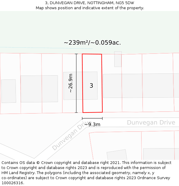 3, DUNVEGAN DRIVE, NOTTINGHAM, NG5 5DW: Plot and title map