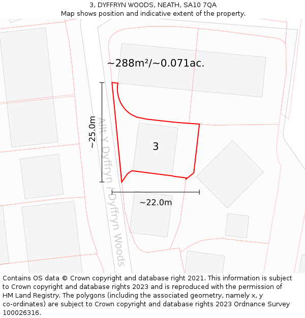3, DYFFRYN WOODS, NEATH, SA10 7QA: Plot and title map