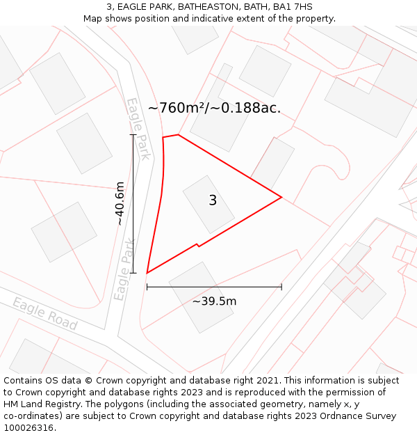 3, EAGLE PARK, BATHEASTON, BATH, BA1 7HS: Plot and title map