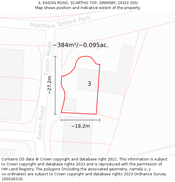 3, EASON ROAD, SCARTHO TOP, GRIMSBY, DN33 3SN: Plot and title map