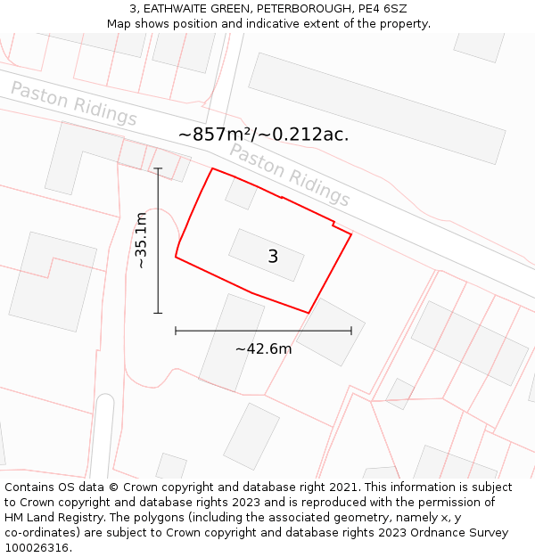 3, EATHWAITE GREEN, PETERBOROUGH, PE4 6SZ: Plot and title map