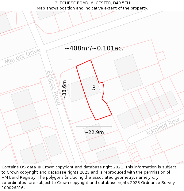 3, ECLIPSE ROAD, ALCESTER, B49 5EH: Plot and title map