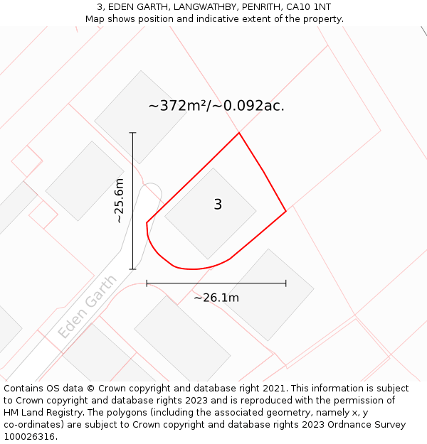3, EDEN GARTH, LANGWATHBY, PENRITH, CA10 1NT: Plot and title map