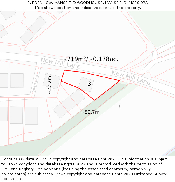 3, EDEN LOW, MANSFIELD WOODHOUSE, MANSFIELD, NG19 9RA: Plot and title map
