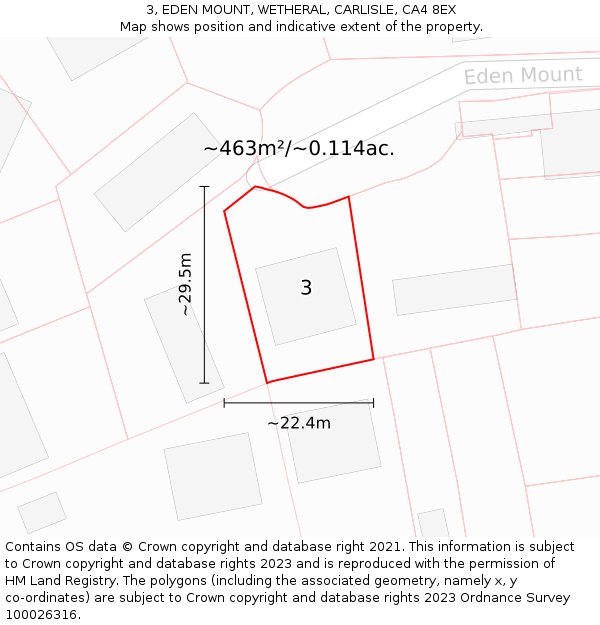 3, EDEN MOUNT, WETHERAL, CARLISLE, CA4 8EX: Plot and title map