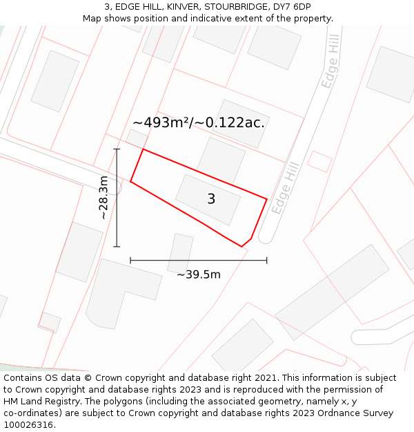 3, EDGE HILL, KINVER, STOURBRIDGE, DY7 6DP: Plot and title map