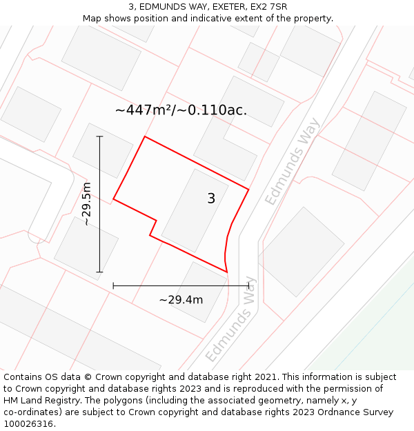 3, EDMUNDS WAY, EXETER, EX2 7SR: Plot and title map