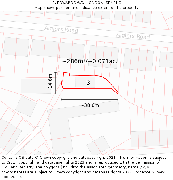3, EDWARDS WAY, LONDON, SE4 1LG: Plot and title map