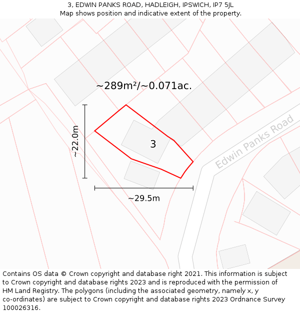 3, EDWIN PANKS ROAD, HADLEIGH, IPSWICH, IP7 5JL: Plot and title map