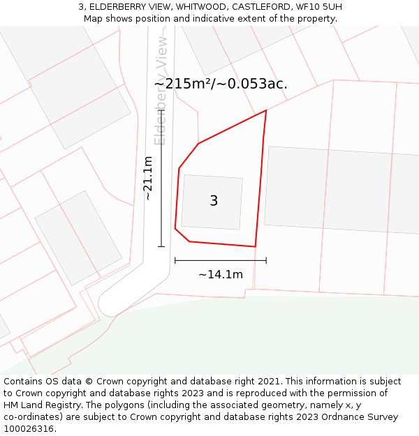 3, ELDERBERRY VIEW, WHITWOOD, CASTLEFORD, WF10 5UH: Plot and title map