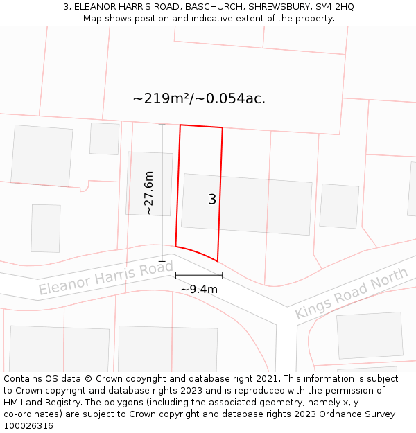 3, ELEANOR HARRIS ROAD, BASCHURCH, SHREWSBURY, SY4 2HQ: Plot and title map