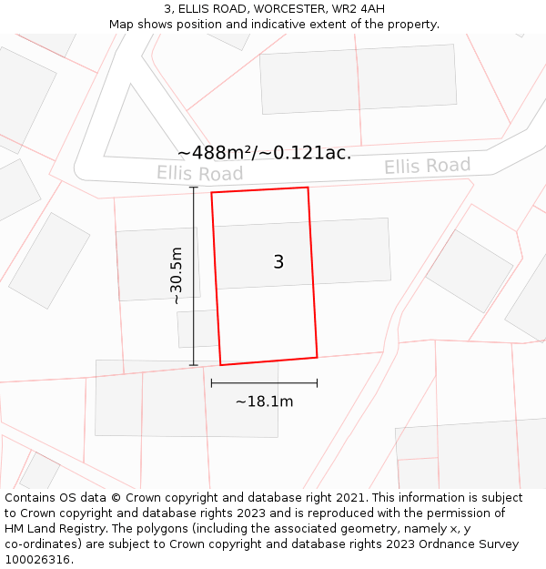 3, ELLIS ROAD, WORCESTER, WR2 4AH: Plot and title map