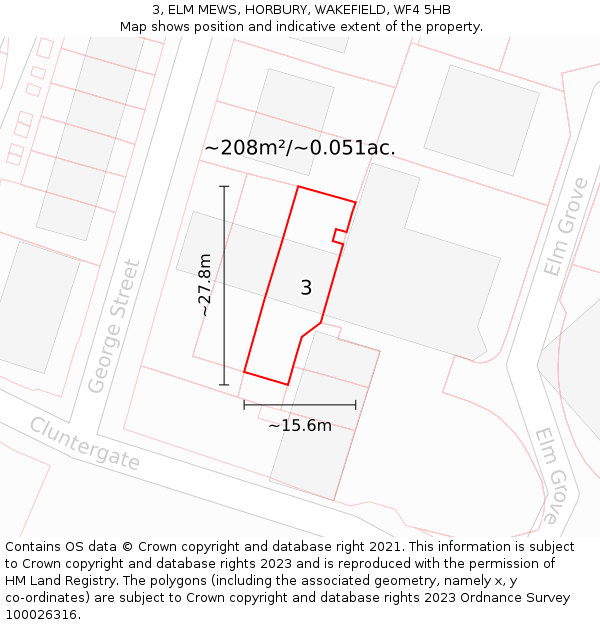3, ELM MEWS, HORBURY, WAKEFIELD, WF4 5HB: Plot and title map