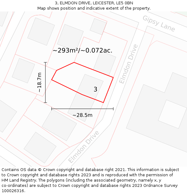 3, ELMDON DRIVE, LEICESTER, LE5 0BN: Plot and title map