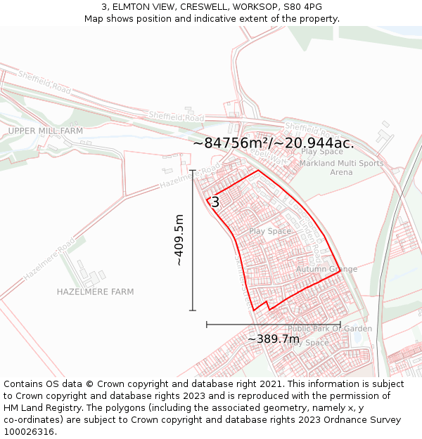 3, ELMTON VIEW, CRESWELL, WORKSOP, S80 4PG: Plot and title map