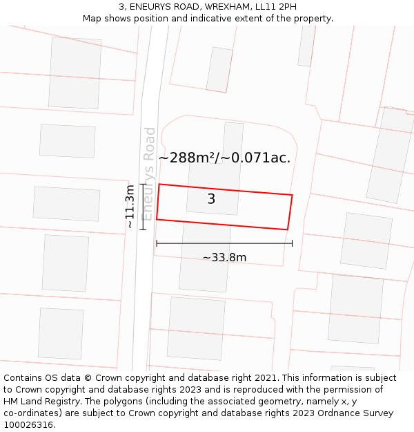 3, ENEURYS ROAD, WREXHAM, LL11 2PH: Plot and title map