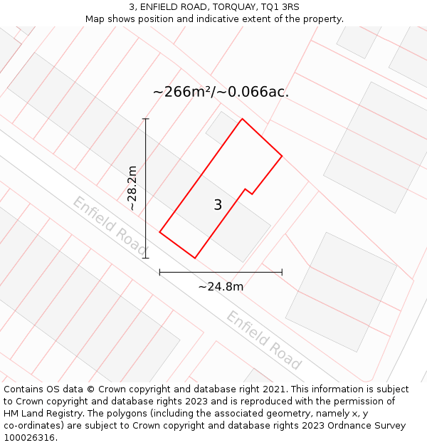 3, ENFIELD ROAD, TORQUAY, TQ1 3RS: Plot and title map