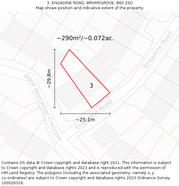 3, ENGADINE ROAD, BROMSGROVE, B60 2SD: Plot and title map