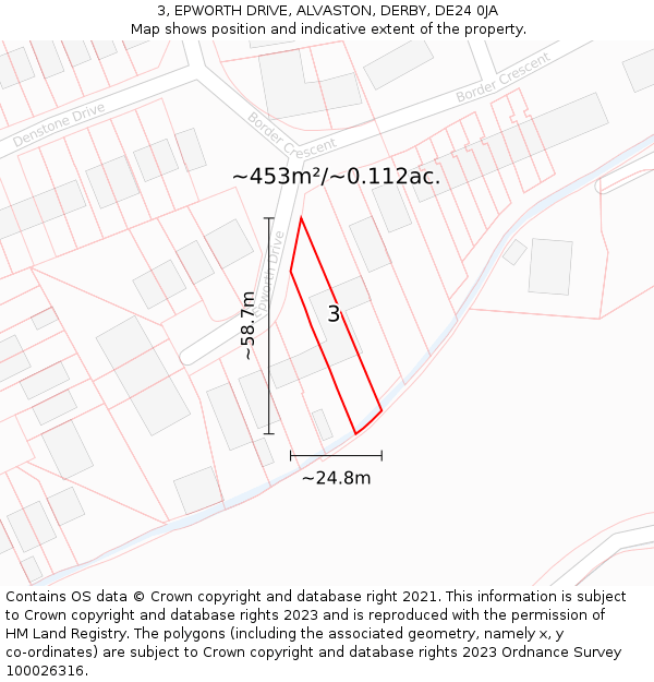 3, EPWORTH DRIVE, ALVASTON, DERBY, DE24 0JA: Plot and title map