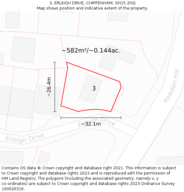 3, ERLEIGH DRIVE, CHIPPENHAM, SN15 2NQ: Plot and title map