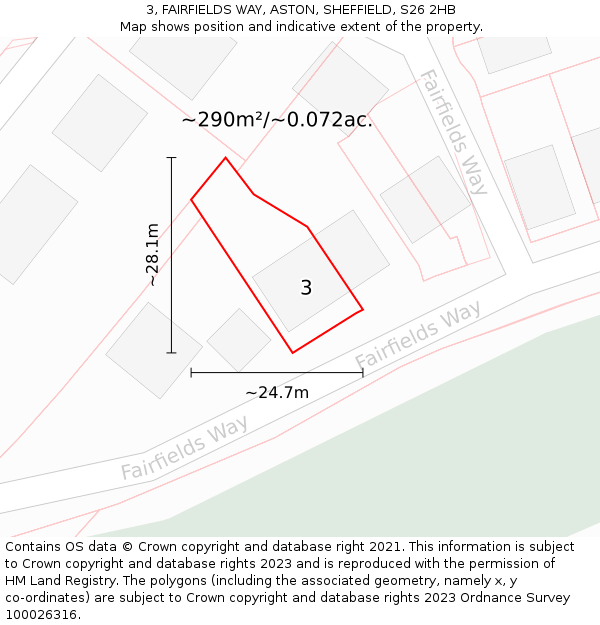 3, FAIRFIELDS WAY, ASTON, SHEFFIELD, S26 2HB: Plot and title map