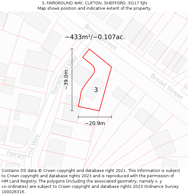 3, FAIRGROUND WAY, CLIFTON, SHEFFORD, SG17 5JN: Plot and title map