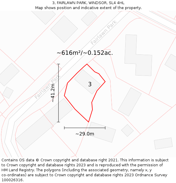 3, FAIRLAWN PARK, WINDSOR, SL4 4HL: Plot and title map