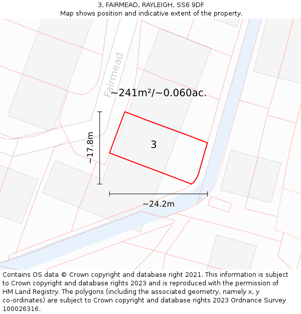 3, FAIRMEAD, RAYLEIGH, SS6 9DF: Plot and title map