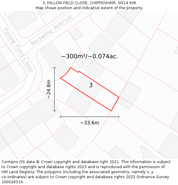 3, FALLOW FIELD CLOSE, CHIPPENHAM, SN14 6YA: Plot and title map