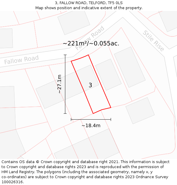 3, FALLOW ROAD, TELFORD, TF5 0LS: Plot and title map