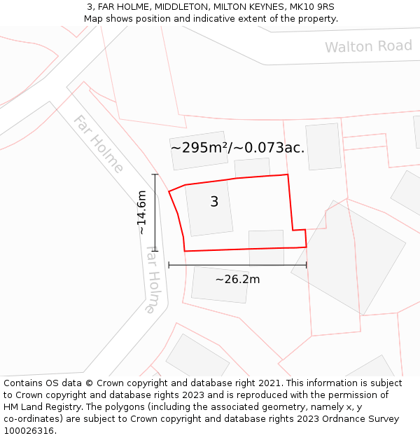 3, FAR HOLME, MIDDLETON, MILTON KEYNES, MK10 9RS: Plot and title map