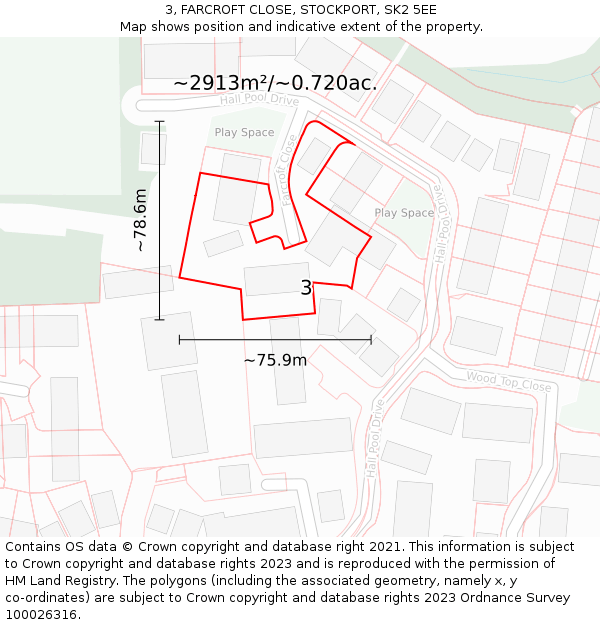 3, FARCROFT CLOSE, STOCKPORT, SK2 5EE: Plot and title map