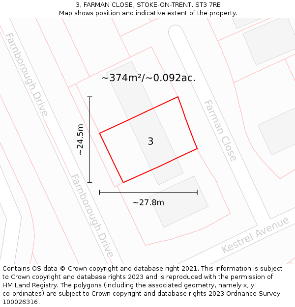 3, FARMAN CLOSE, STOKE-ON-TRENT, ST3 7RE: Plot and title map