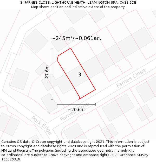 3, FARNES CLOSE, LIGHTHORNE HEATH, LEAMINGTON SPA, CV33 9DB: Plot and title map