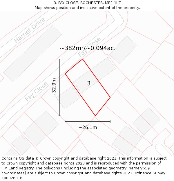 3, FAY CLOSE, ROCHESTER, ME1 1LZ: Plot and title map