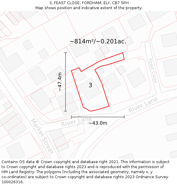 3, FEAST CLOSE, FORDHAM, ELY, CB7 5PH: Plot and title map