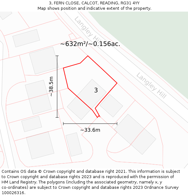 3, FERN CLOSE, CALCOT, READING, RG31 4YY: Plot and title map
